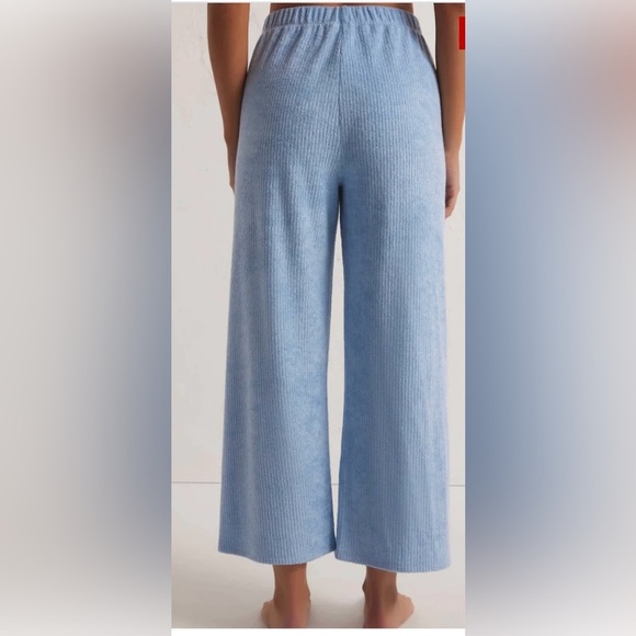Z Supply Light Blue Ribbed French Terry Wide Leg Knit Pants. Elastic Waist. Soft - Picture 9 of 16